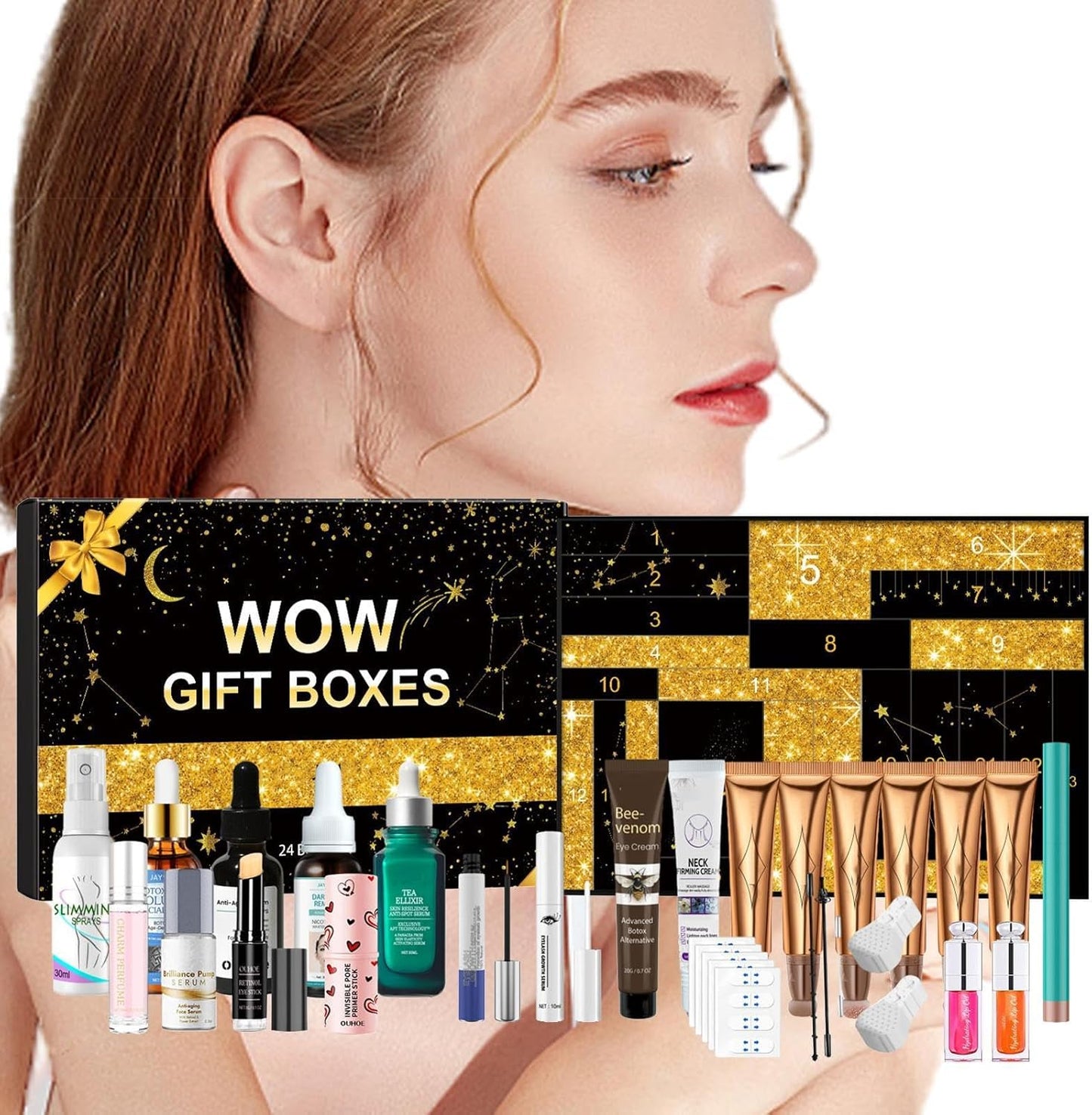 Calendario De Adviento De Belleza 2024, Calendario De Adviento Para Mujer, Kit De Cuidado Facial, Calendario Adviento Hidratante, Set Cuidado Hidratante Maquillaje Calendario Cuenta Regresiva Navidad