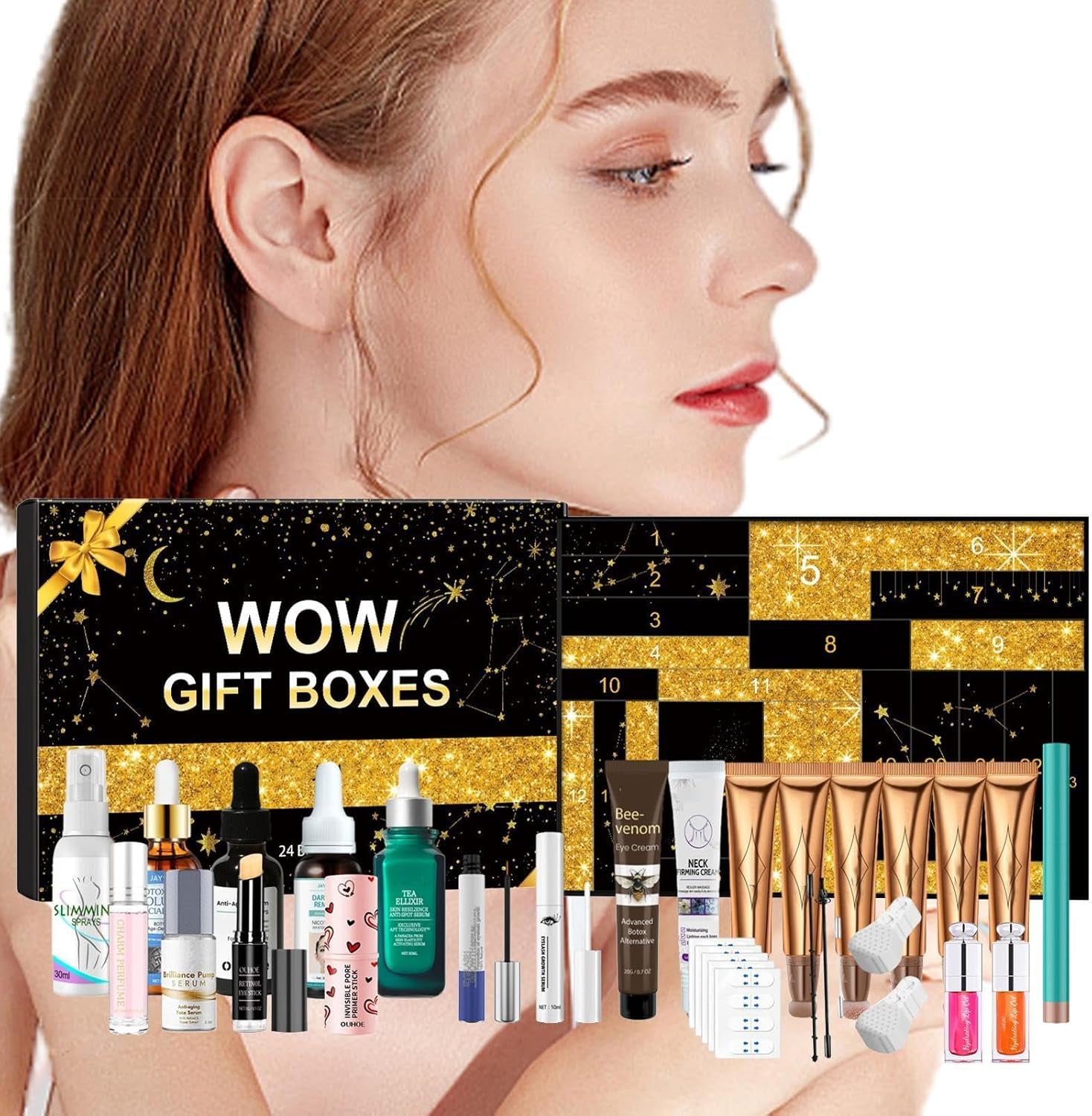 Calendario De Adviento De Belleza 2024, Calendario De Adviento Para Mujer, Kit De Cuidado Facial, Calendario Adviento Hidratante, Set Cuidado Hidratante Maquillaje Calendario Cuenta Regresiva Navidad