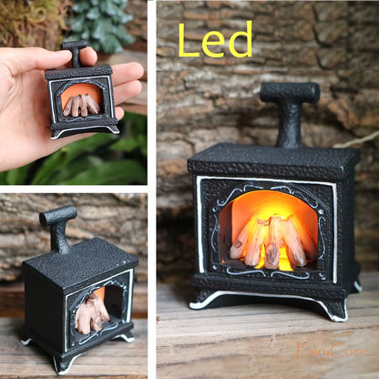 Christmas Miniatures Figurines Decoration Resin Mini Santa Reindeer Tree Village Figures LED Christmas Fairy Gardens Accessories