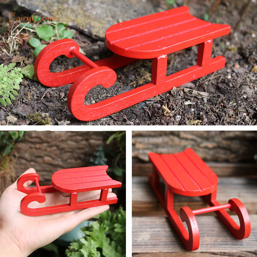 Christmas Miniatures Figurines Decoration Resin Mini Santa Reindeer Tree Village Figures LED Christmas Fairy Gardens Accessories