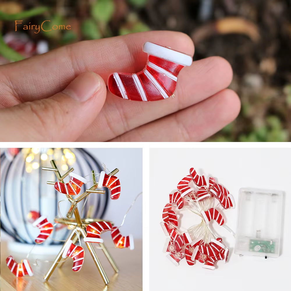 Christmas Miniatures Figurines Decoration Resin Mini Santa Reindeer Tree Village Figures LED Christmas Fairy Gardens Accessories