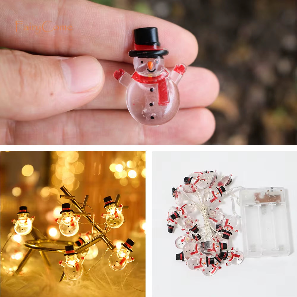Christmas Miniatures Figurines Decoration Resin Mini Santa Reindeer Tree Village Figures LED Christmas Fairy Gardens Accessories