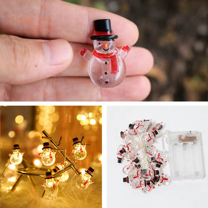 Christmas Miniatures Figurines Decoration Resin Mini Santa Reindeer Tree Village Figures LED Christmas Fairy Gardens Accessories