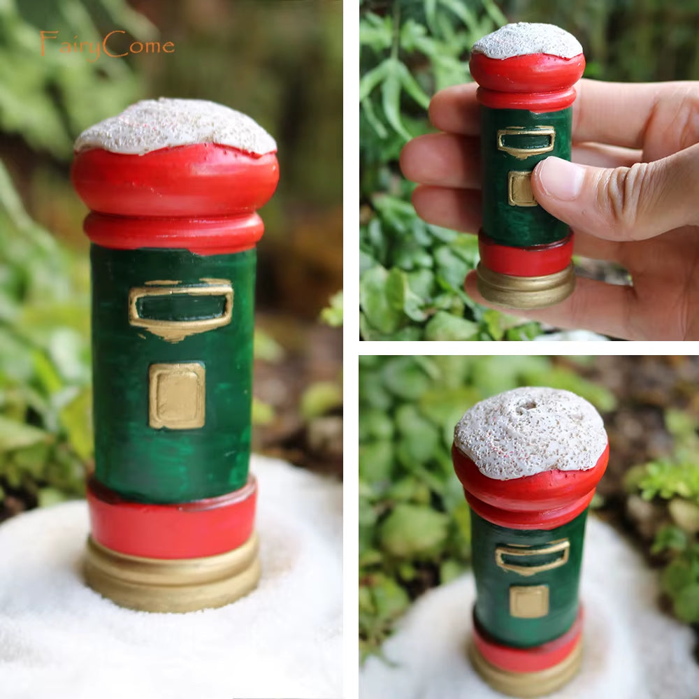 Christmas Miniatures Figurines Decoration Resin Mini Santa Reindeer Tree Village Figures LED Christmas Fairy Gardens Accessories