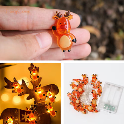 Christmas Miniatures Figurines Decoration Resin Mini Santa Reindeer Tree Village Figures LED Christmas Fairy Gardens Accessories