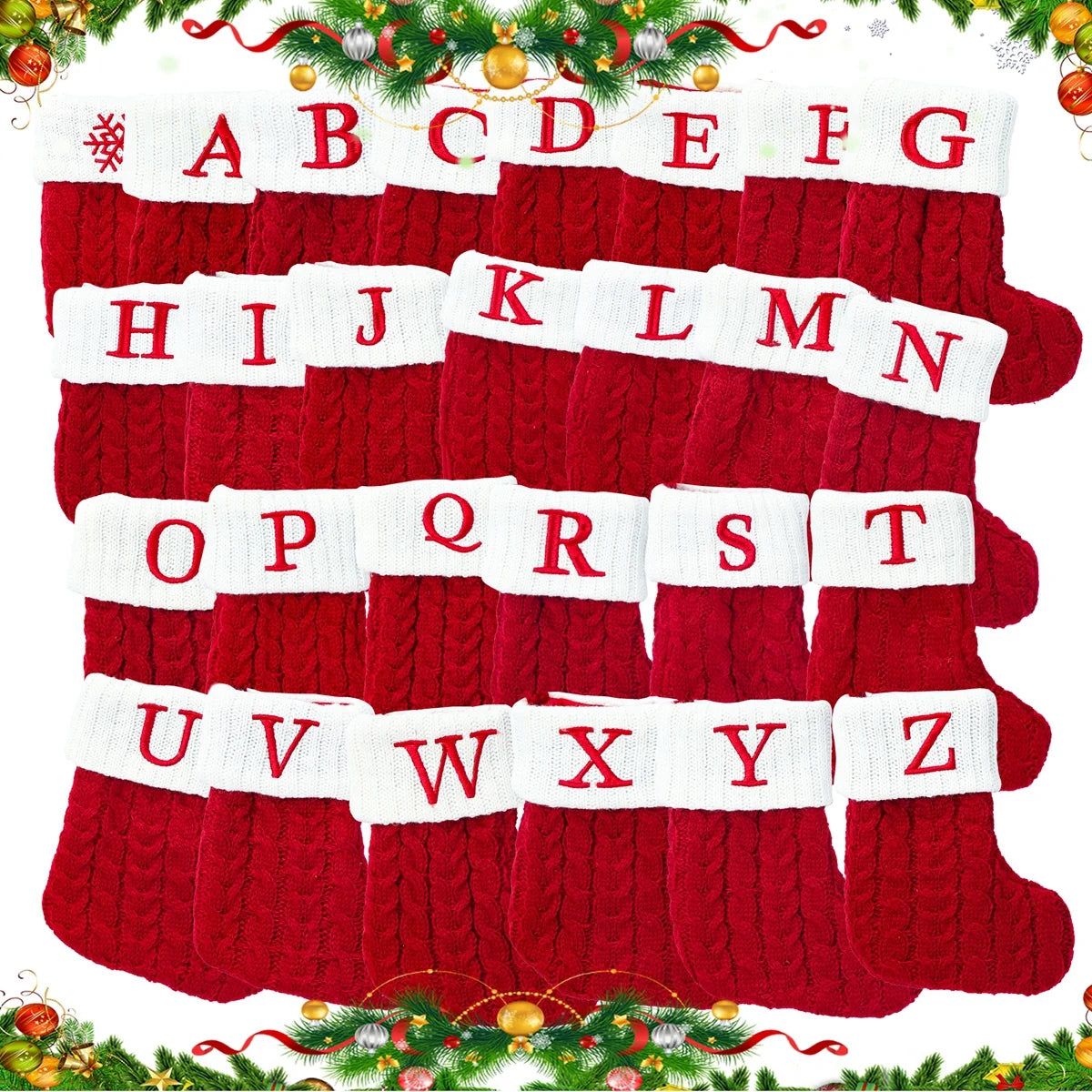 Christmas Socks Knitting Snowflake Letter Stocking Christmas Decoration 2025 for Home Xmas Tree Ornament Gift Navidad Natal 2026