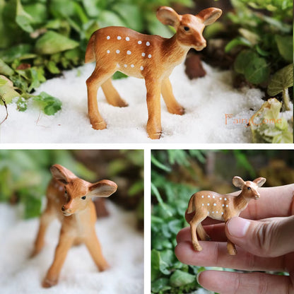 Christmas Miniatures Figurines Decoration Resin Mini Santa Reindeer Tree Village Figures LED Christmas Fairy Gardens Accessories