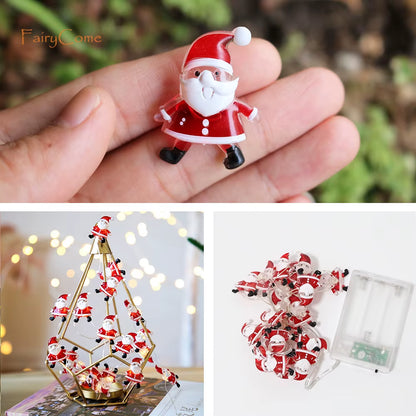 Christmas Miniatures Figurines Decoration Resin Mini Santa Reindeer Tree Village Figures LED Christmas Fairy Gardens Accessories