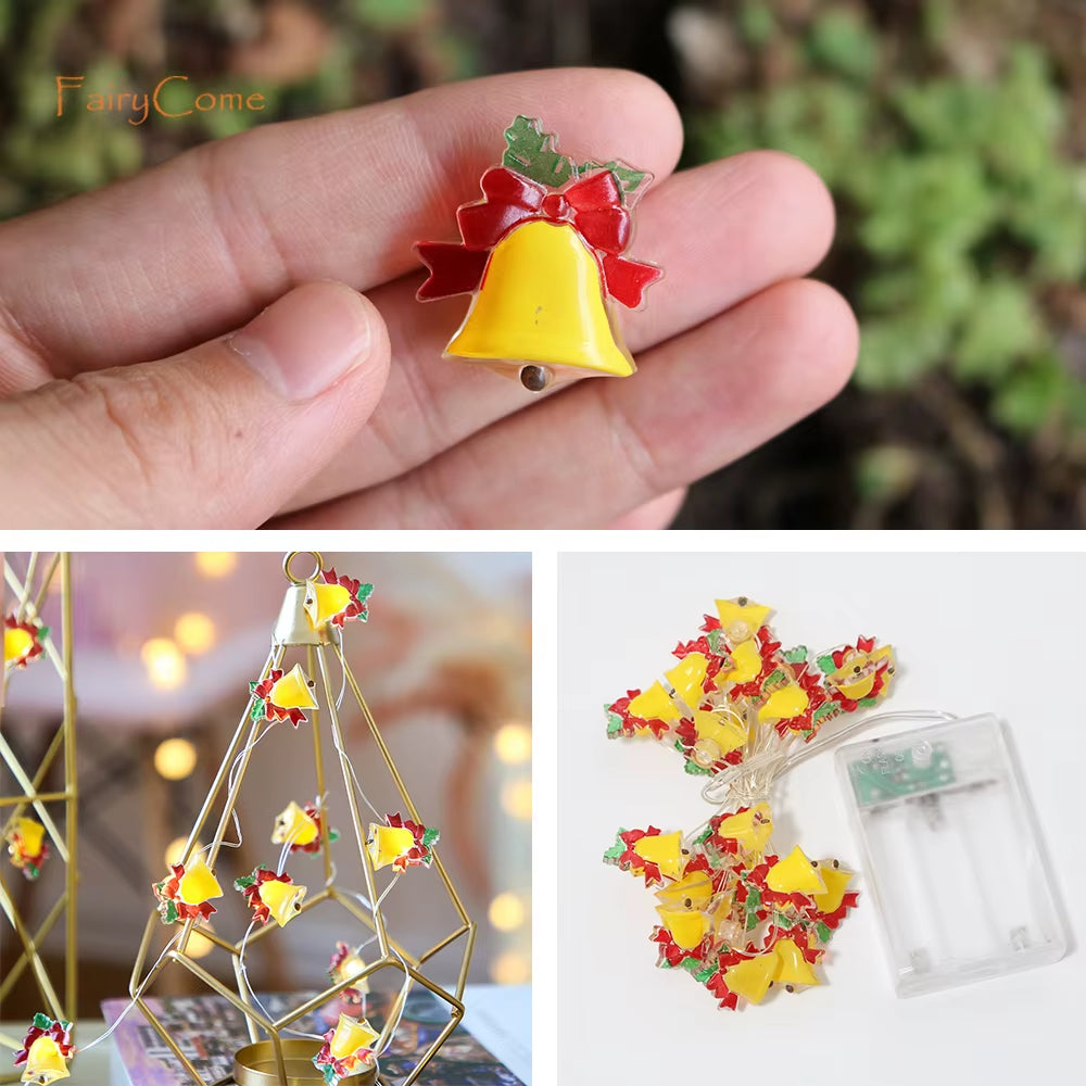 Christmas Miniatures Figurines Decoration Resin Mini Santa Reindeer Tree Village Figures LED Christmas Fairy Gardens Accessories