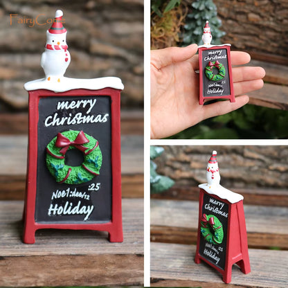 Christmas Miniatures Figurines Decoration Resin Mini Santa Reindeer Tree Village Figures LED Christmas Fairy Gardens Accessories