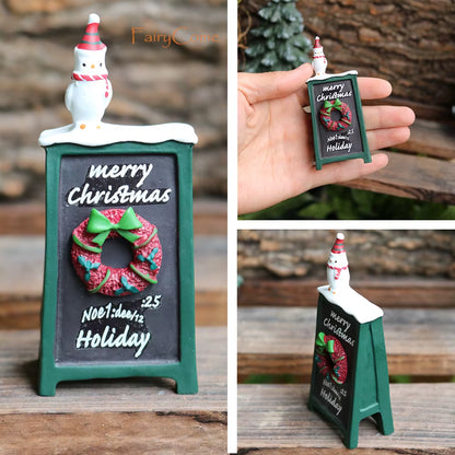 Christmas Miniatures Figurines Decoration Resin Mini Santa Reindeer Tree Village Figures LED Christmas Fairy Gardens Accessories